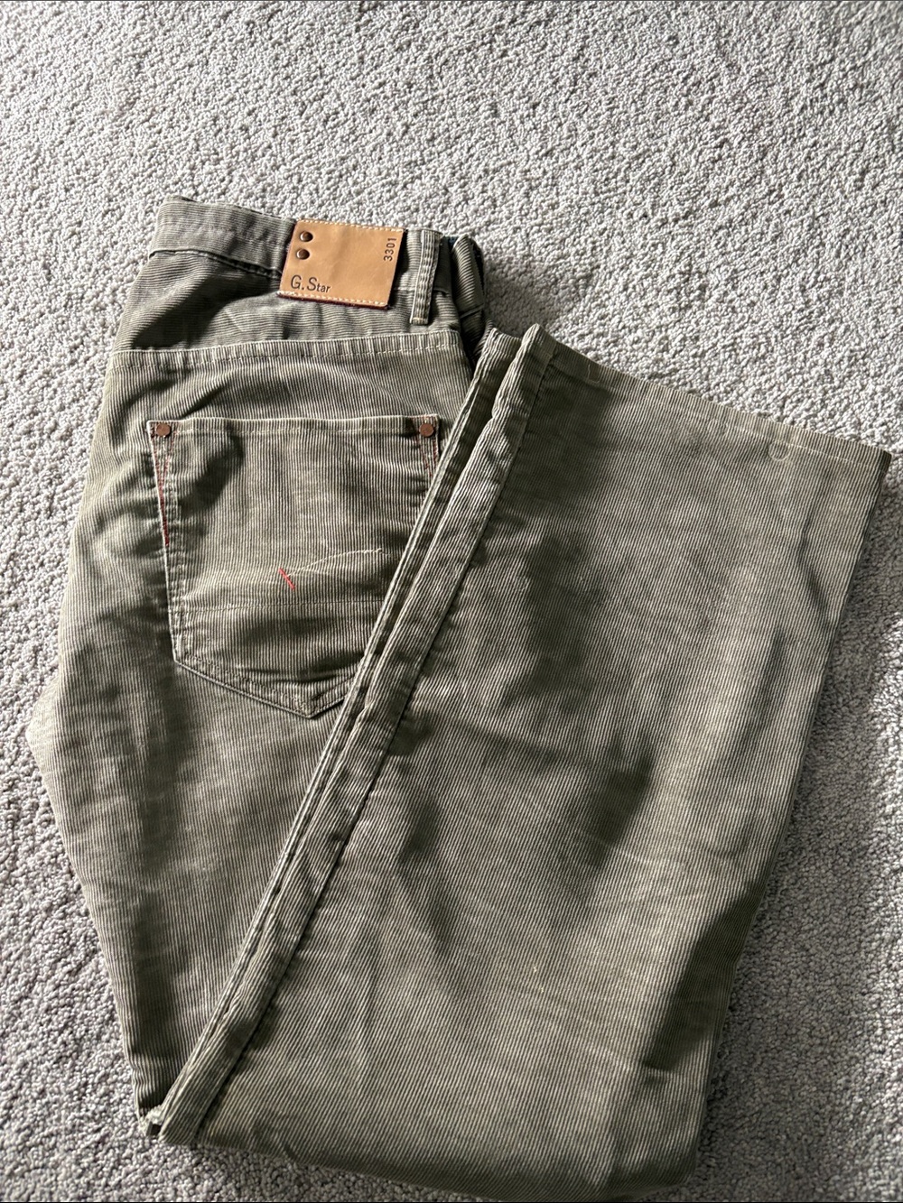 G-Star Olive Green Corduroy Trousers
